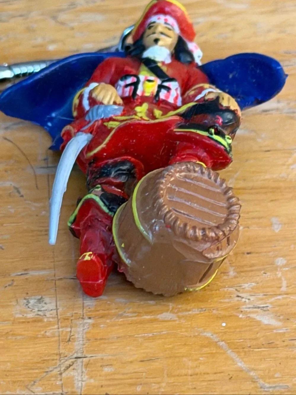 Vintage Captain Morgan Pirate Figurine Keychain Barrel Sword Advertising Promo (